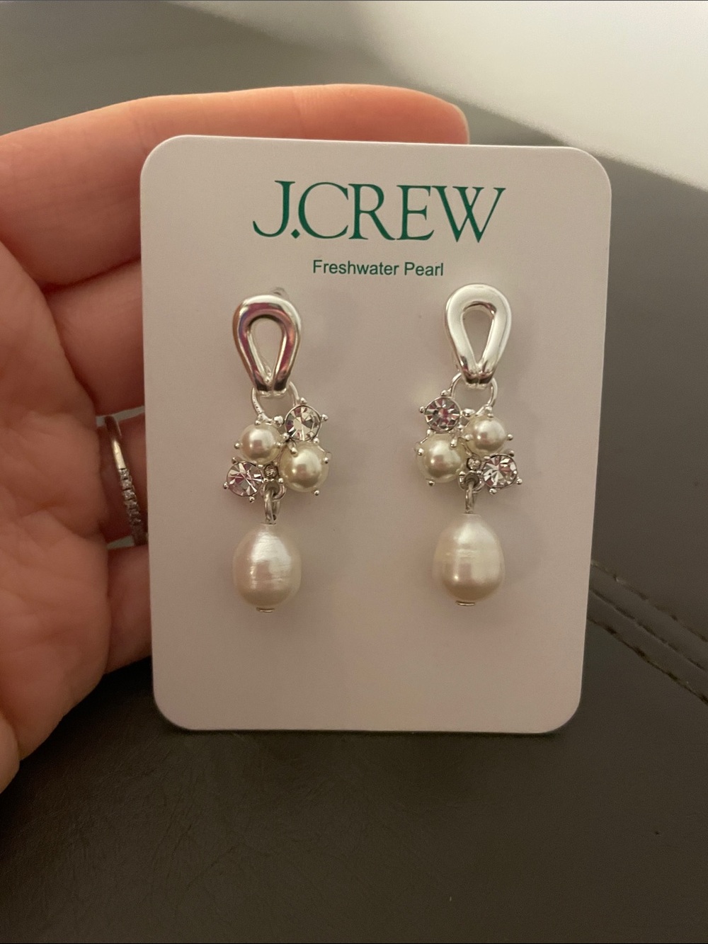 $40 msrp NWT J.Crew Silver Freshwater Pearl Drop Earrings